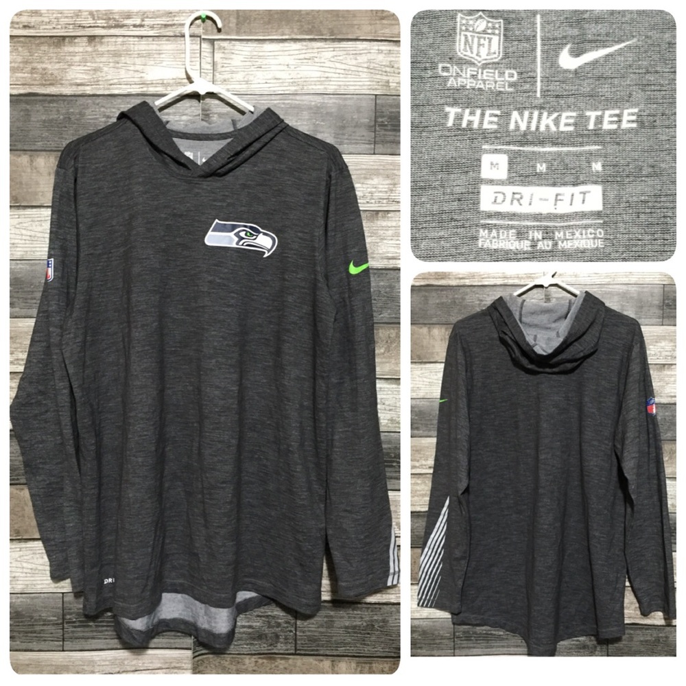Nike Seattle Seahawks NFL Shirt Hoodie Men’s M Gray Pullover Long Sleeve
